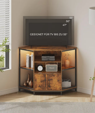 Industriële Hoek TV Meubel met LED Verlichting - Vintage Bruin (105x50x79 cm)