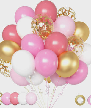 30 Stuks Chrome Latex Ballonnen Mix: Wit, Roze & Blauw - Feestdecoratie