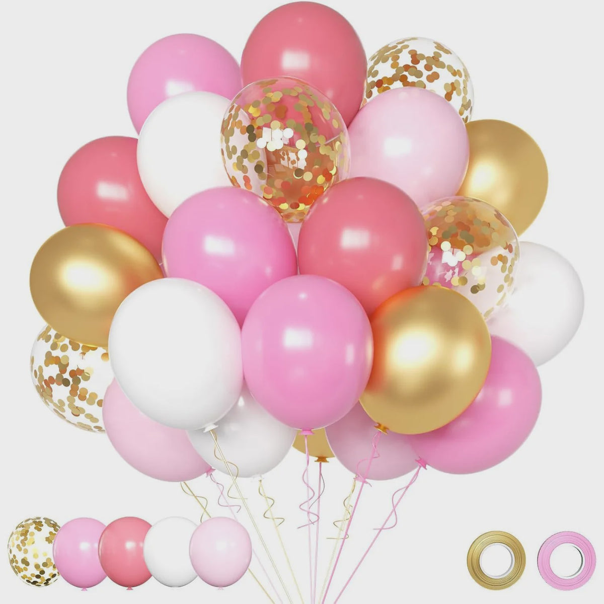 30 Stuks Chrome Latex Ballonnen Mix: Wit, Roze & Blauw - Feestdecoratie