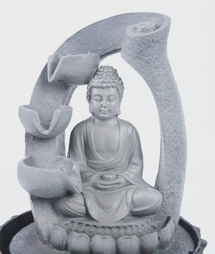 Boeddha Waterfontein met LED Licht en Lotus Basis - Rustgevend Geluid voor Huis, Kantoor, Yoga & Meditatie
