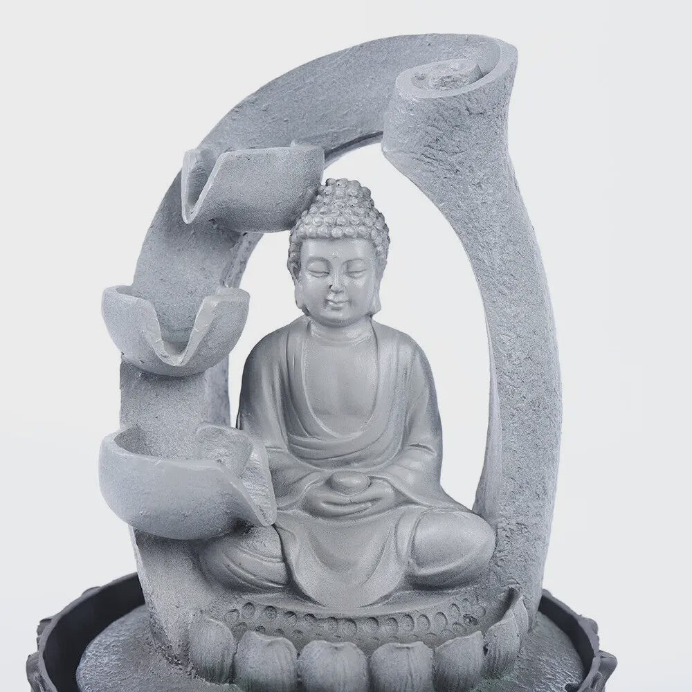 Boeddha Waterfontein met LED Licht en Lotus Basis - Rustgevend Geluid voor Huis, Kantoor, Yoga & Meditatie
