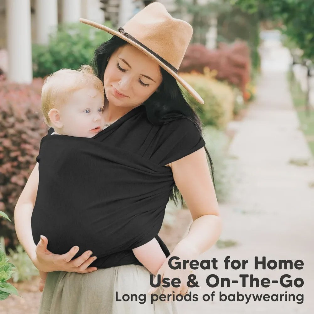 Zachte Baby Draagdoek Zwart - Handsfree & Ergonomisch voor Comfortabel Bonden
