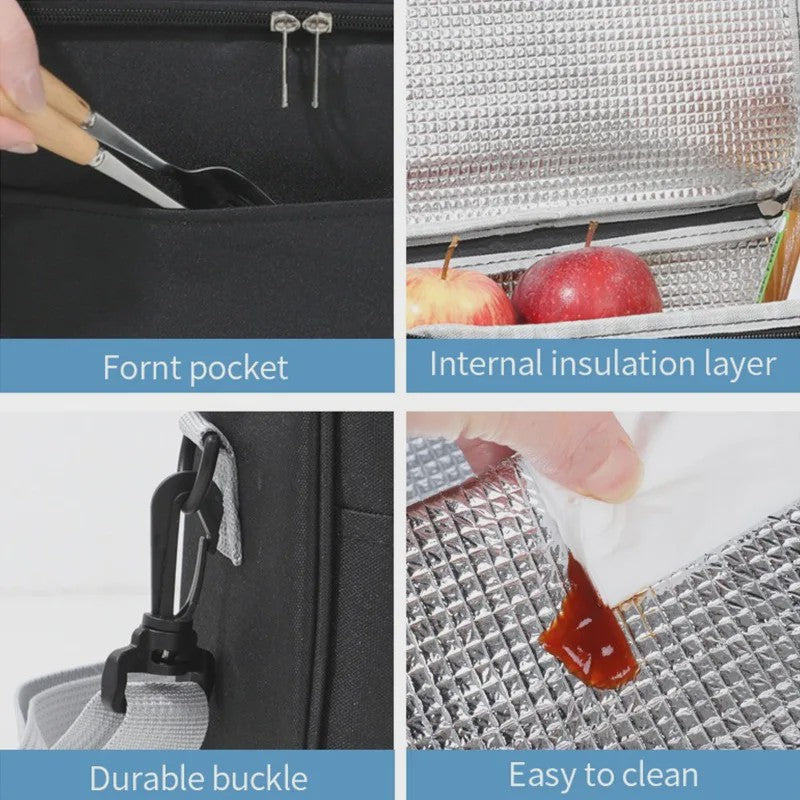 Ruime Thermos Lunchtas Waterdicht met Verstelbare Schouderband - Ideaal voor School, Werk & Uitjes
