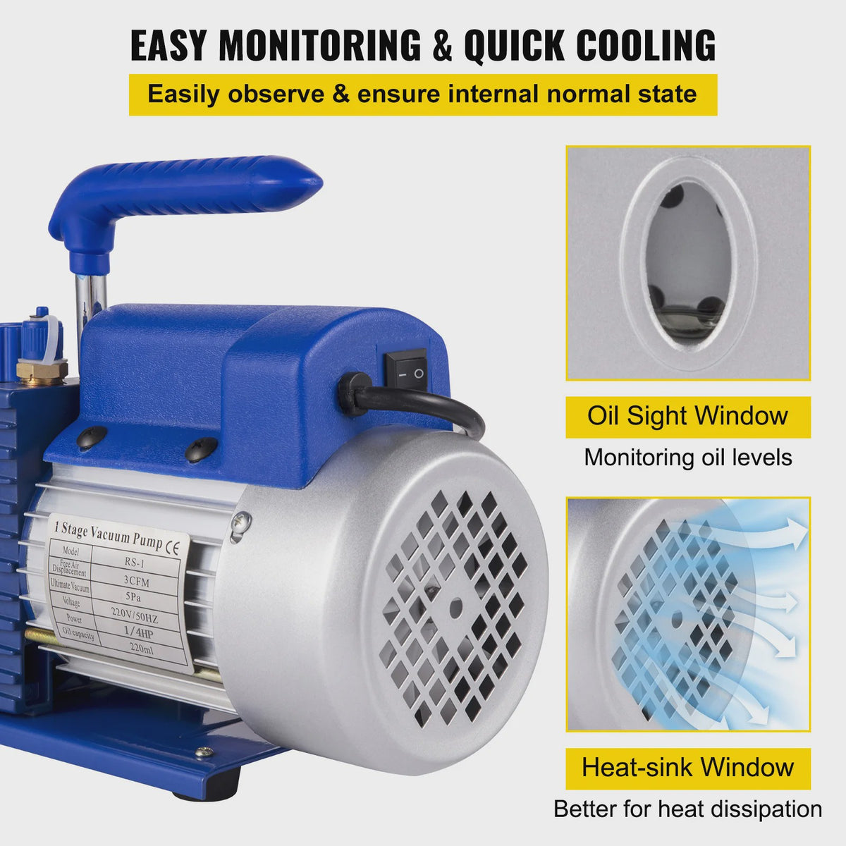 Vacuümpomp 3CFM 1/4HP Enkeltraps - Koeling, HVAC & Vacuümverpakking