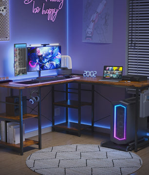 Industriële L-vormige Bureau 140/230cm met Opbergruimte en Geïntegreerd Stopcontact