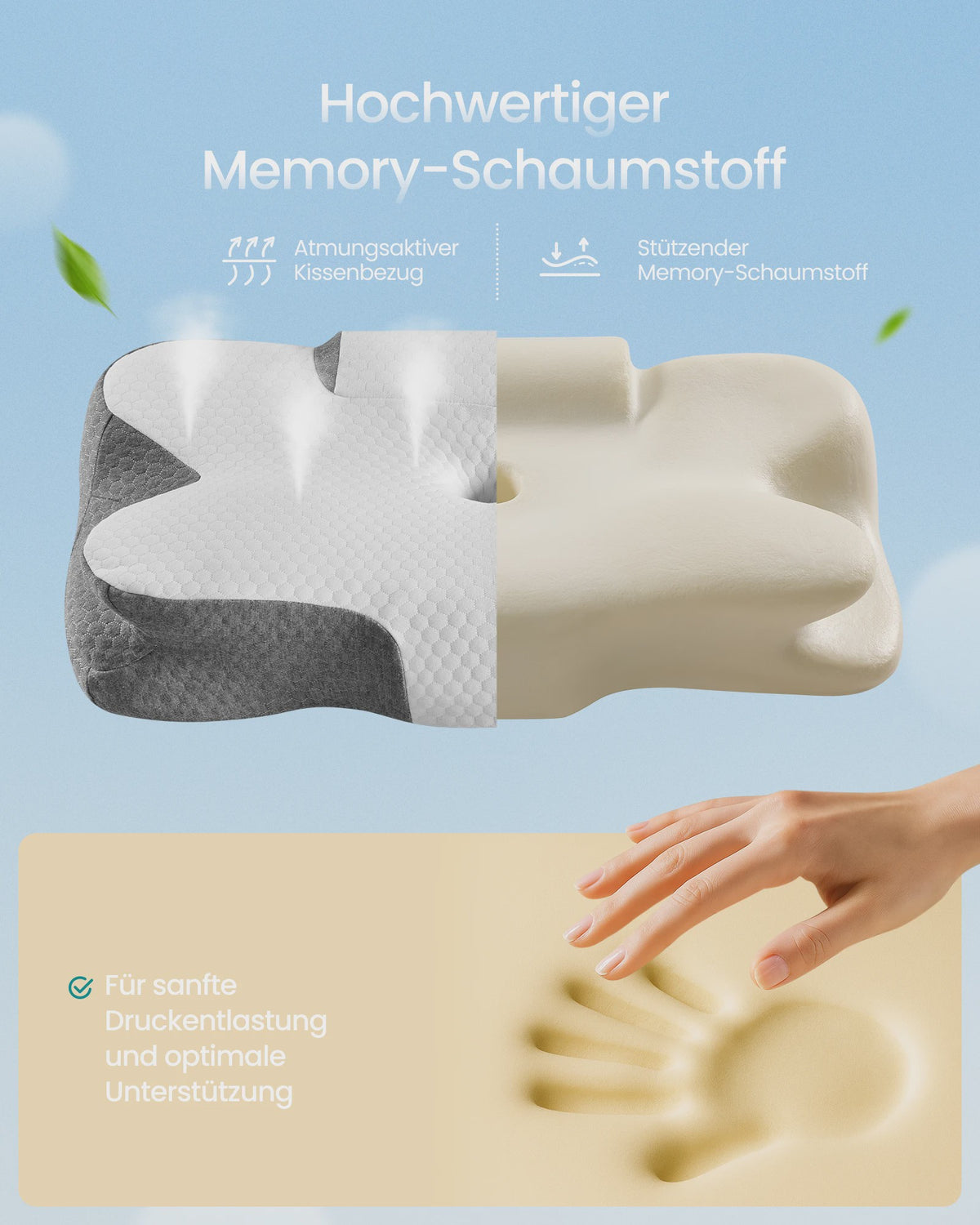 Ergonomisch Nekkussen van Traagschuim - Hoogte Verstelbaar & Wasbare Hoes