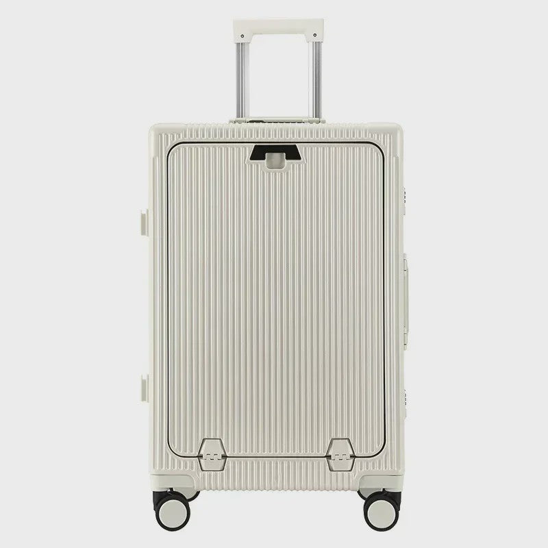 Luxe Rolkoffer met Vooropening, Aluminium Frame & USB-poort - Grote Capaciteit
