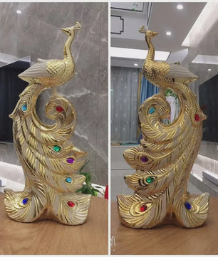 Luxe Gouden Pauwen Beeldjes - Creatieve Decoratie voor Woonkamer & Kast