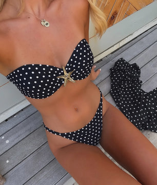 Dames Push-Up Bikini Set met Zeester Decoratie - High Cut & Tie Side - Zomer Vakantie Beachwear