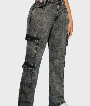 Dames Jeans met Meerdere Zakken - Zwart/Grijs - Stretch Denim - Maten XS-XXL