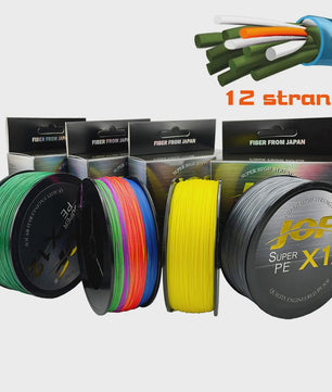 JOF X12 12-Strands Gevlochten Vislijn - Super Sterk Multifilament PE Lijn (25-92LB)