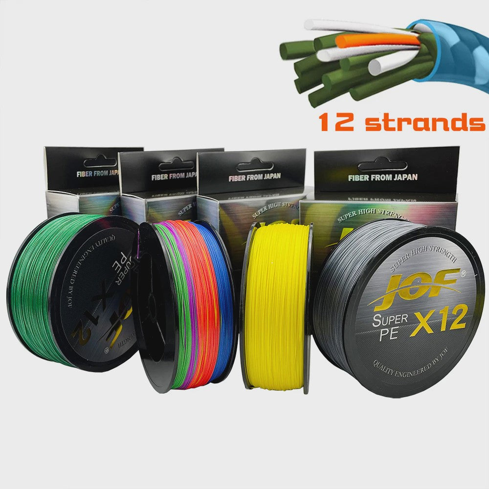 JOF X12 12-Strands Gevlochten Vislijn - Super Sterk Multifilament PE Lijn (25-92LB)