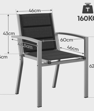 Set van 2 Devoko Tuinstoelen - Weerbestendig Aluminium, Ideaal voor Tuin, Balkon & Camping