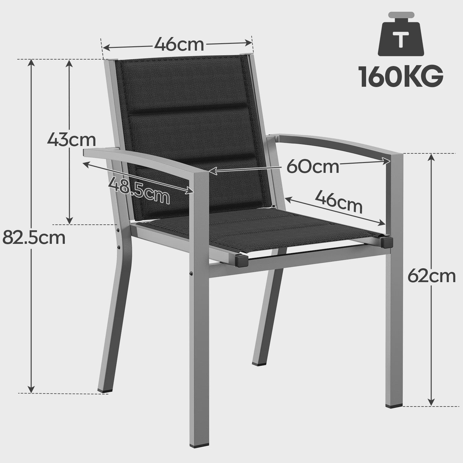 Set van 2 Devoko Tuinstoelen - Weerbestendig Aluminium, Ideaal voor Tuin, Balkon & Camping