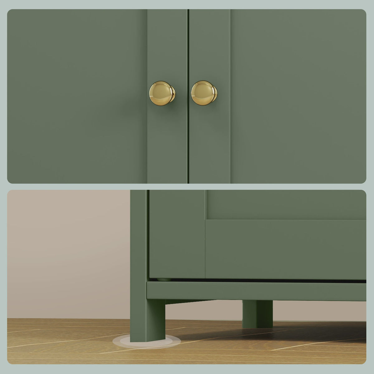 Vasagle Hoge Kast met 4 Deuren - Groen - 30x60x110 cm