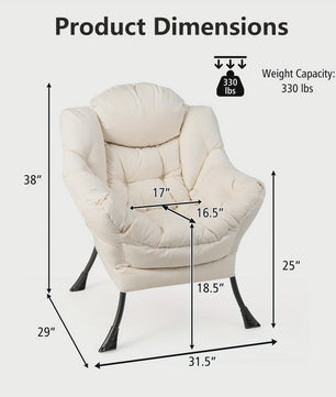 Moderne Beige Fauteuil met Zijvak - Comfortabele Relaxstoel