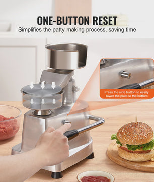 Professionele Burger Patty Maker - 100mm Roestvrij Staal Hamburger Pers Machine
