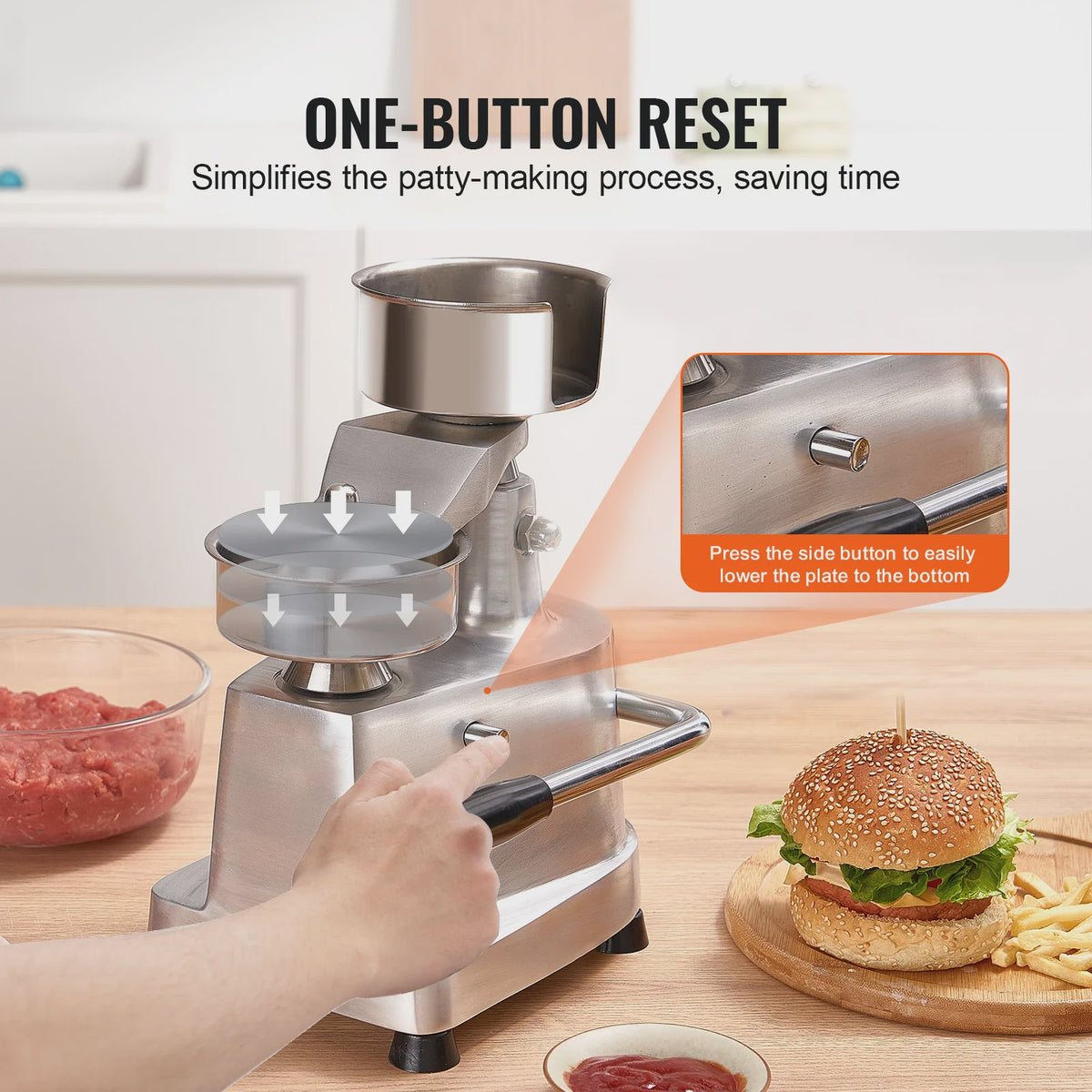 Professionele Burger Patty Maker - 100mm Roestvrij Staal Hamburger Pers Machine