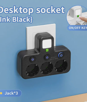 Wandcontactdoos met 5 AC-aansluitingen, 2 USB-poorten, Nachtlampje en Onafhankelijke Schakelaars