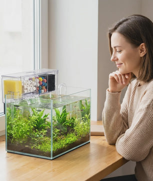 Ruimtebesparend Aquariumfilter Hang-on met Meerfasenfiltering en Watervaluitloop - 4 Maten