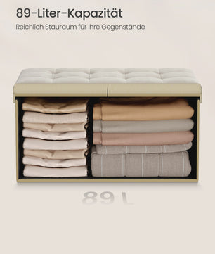 SONGMICS Opbergbank met Deksel - Velvet Zetel & Opbergruimte 76x38x38 cm
