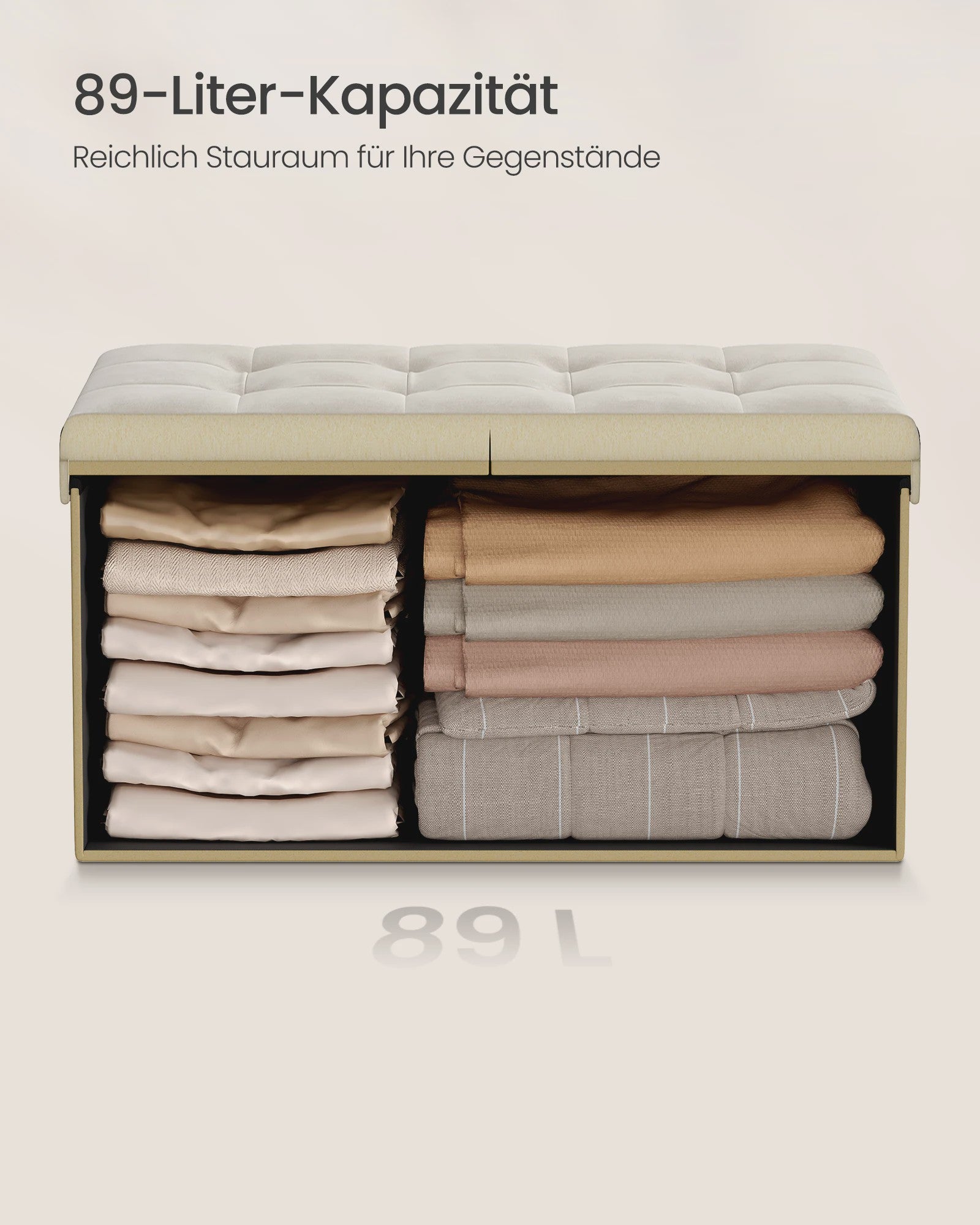SONGMICS Opbergbank met Deksel - Velvet Zetel & Opbergruimte 76x38x38 cm