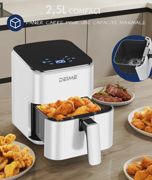 DEIME Compacte Airfryer 2.5L - Olievrij, Digitaal Touchscreen, Vaatwasmachinebestendig