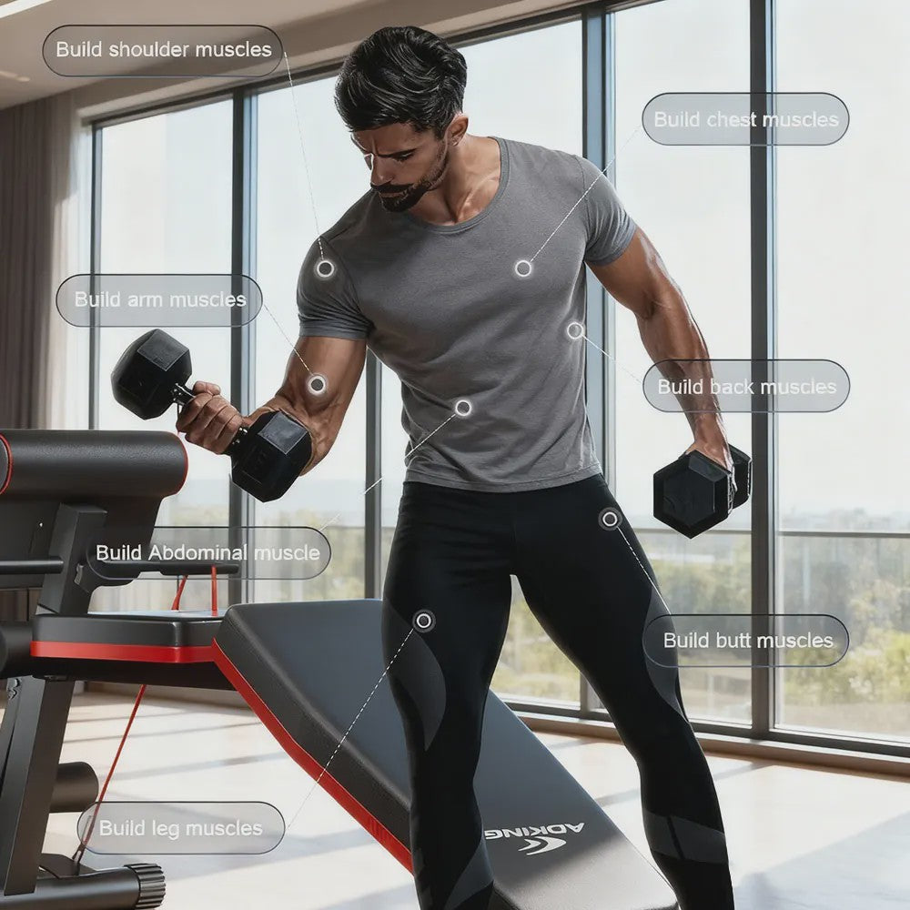 Verstelbare Trainingsbank voor Krachttraining - Multifunctioneel & Draagbaar Fitnessapparaat