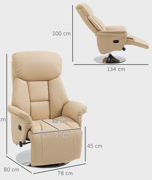 HOMCOM Armchair relaxation relax Living Room relaxation Armchair Pivoting foot-rest Adjustable Armrests, chair TV in Synthetic leather, Up to kg, for Living Room, bedroom, home cinema, beige