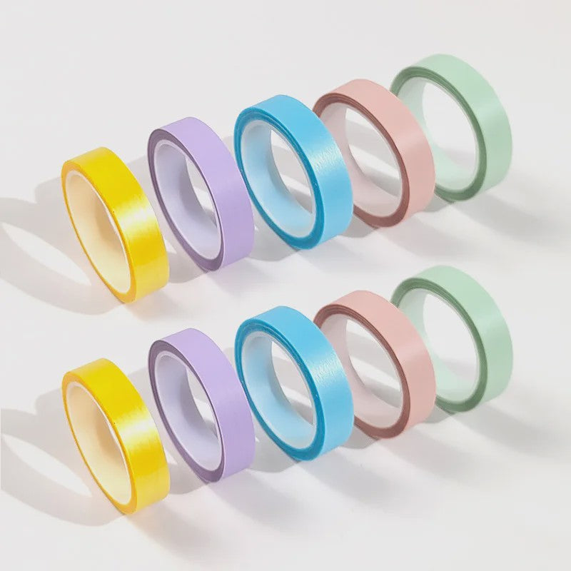 5 Rollen Transparante Fluorescerende Markeringstape - 5 Kleuren