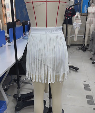 Dames 2-in-1 Fringe Skort: Elastische Hoge Taille Minirok met Shorts en Franjes - Zomerse Cowgirl Stijl voor Feest, Festival & Dagelijks Gebruik
