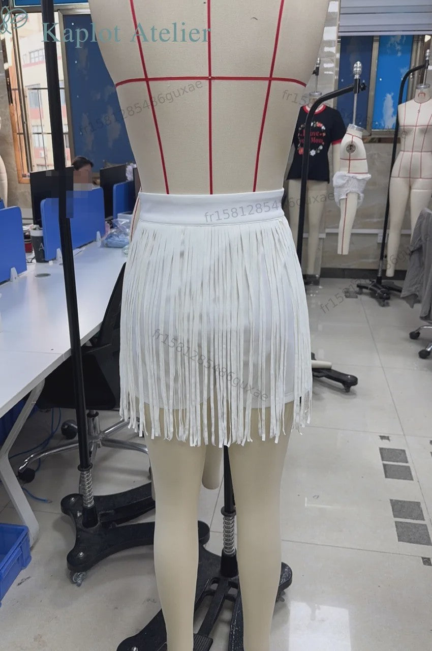 Dames 2-in-1 Fringe Skort: Elastische Hoge Taille Minirok met Shorts en Franjes - Zomerse Cowgirl Stijl voor Feest, Festival & Dagelijks Gebruik
