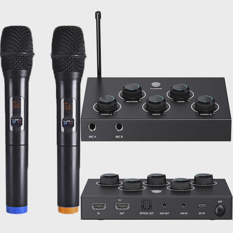 Draadloos UHF Karaoke Microfoon Systeem met Mixer voor Smart TV, PC en Home Theater