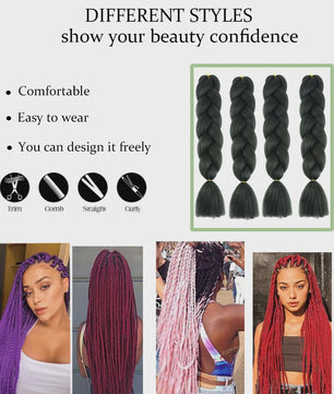 24 Inch Jumbo Braiding Hair Synthetisch Haar Ombre Crochet Braid Extensions voor Dames