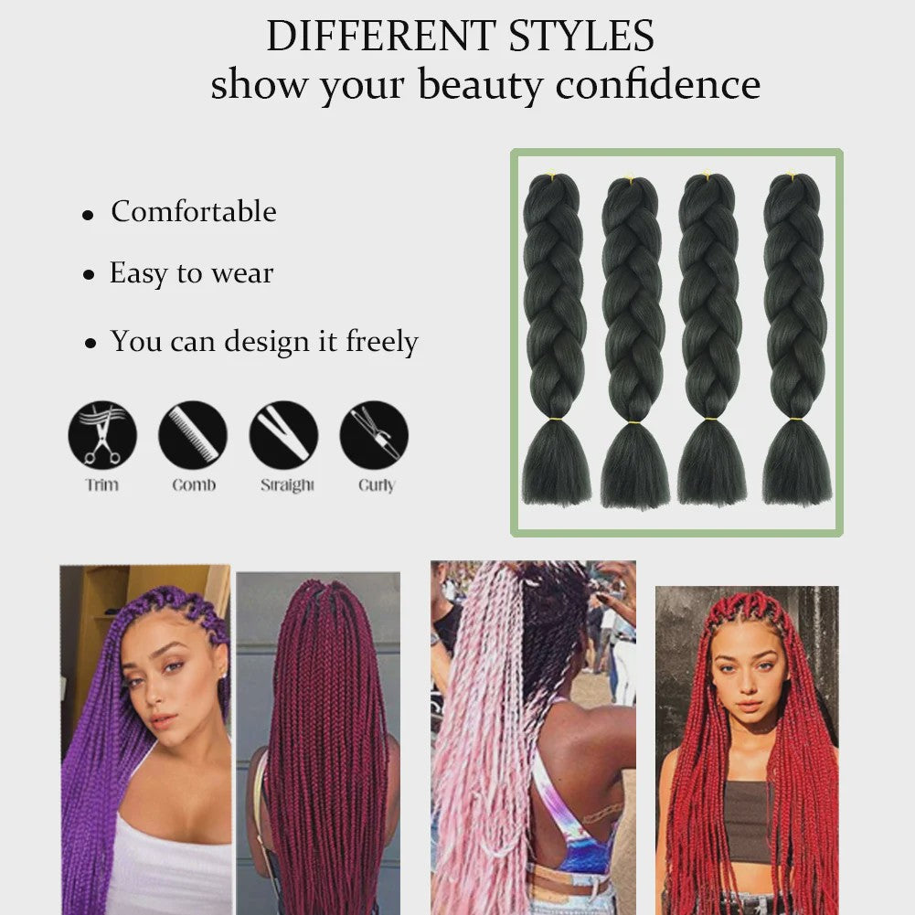 24 Inch Jumbo Braiding Hair Synthetisch Haar Ombre Crochet Braid Extensions voor Dames