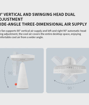 Mijia Draagbare Mini Ventilator - USB Oplaadbaar, 4 Snelheden, Stille Werking