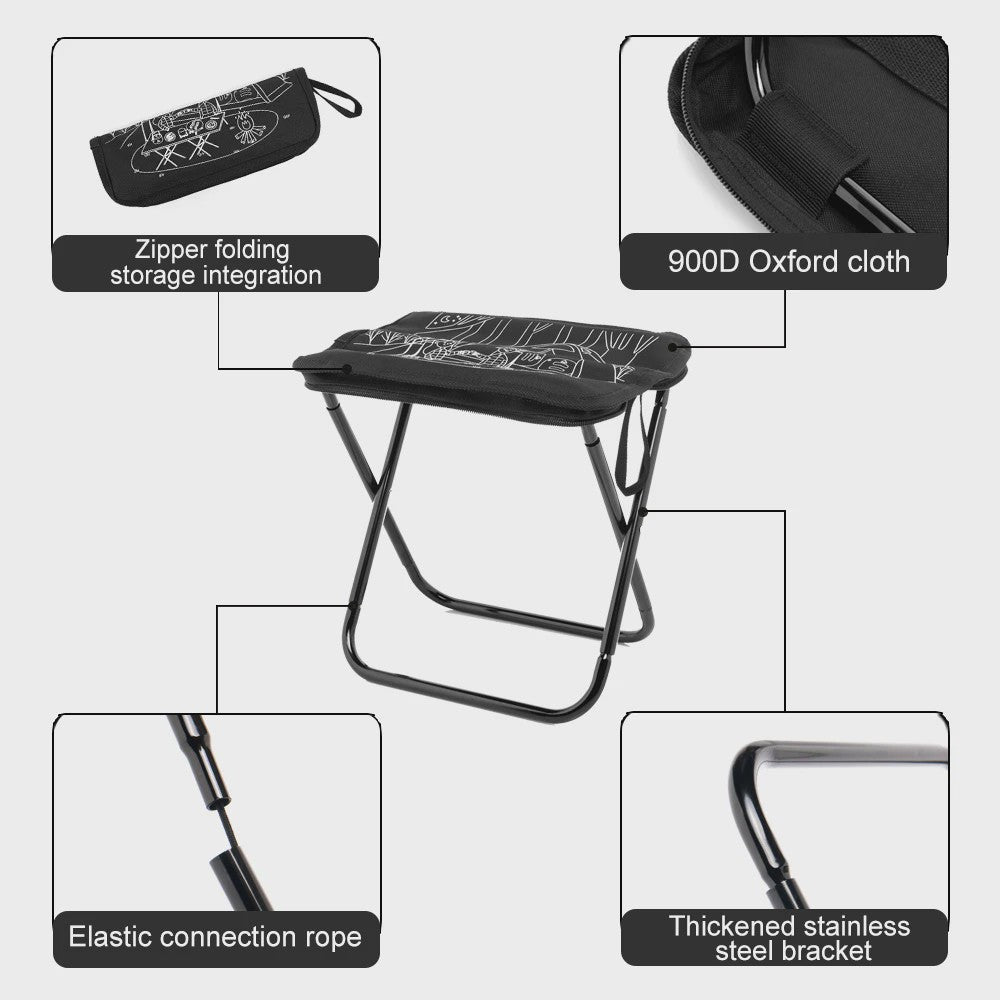 Lichtgewicht Opvouwbare Camping Stoel - 900D Oxford & RVS - 100kg Draagvermogen