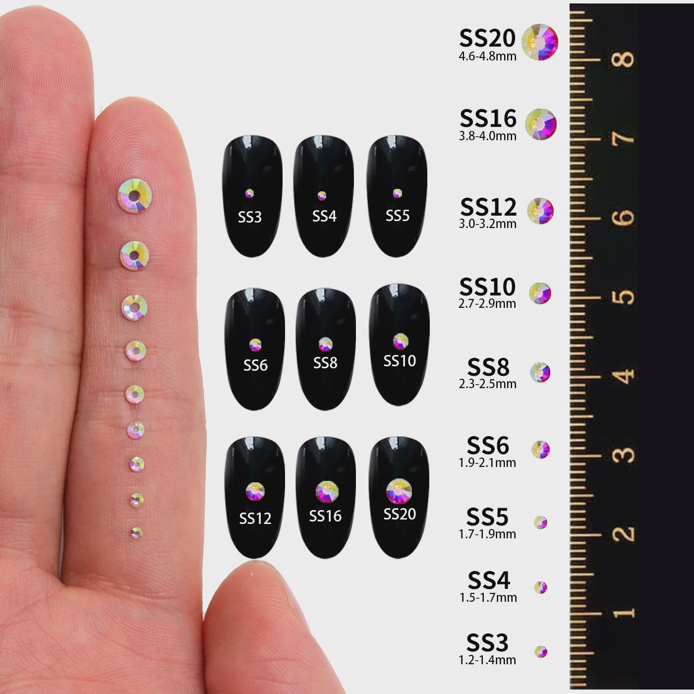 1440 Stuks Hotfix Kristallen Steentjes SS6-SS20 - DIY Nail Art & Decoratie