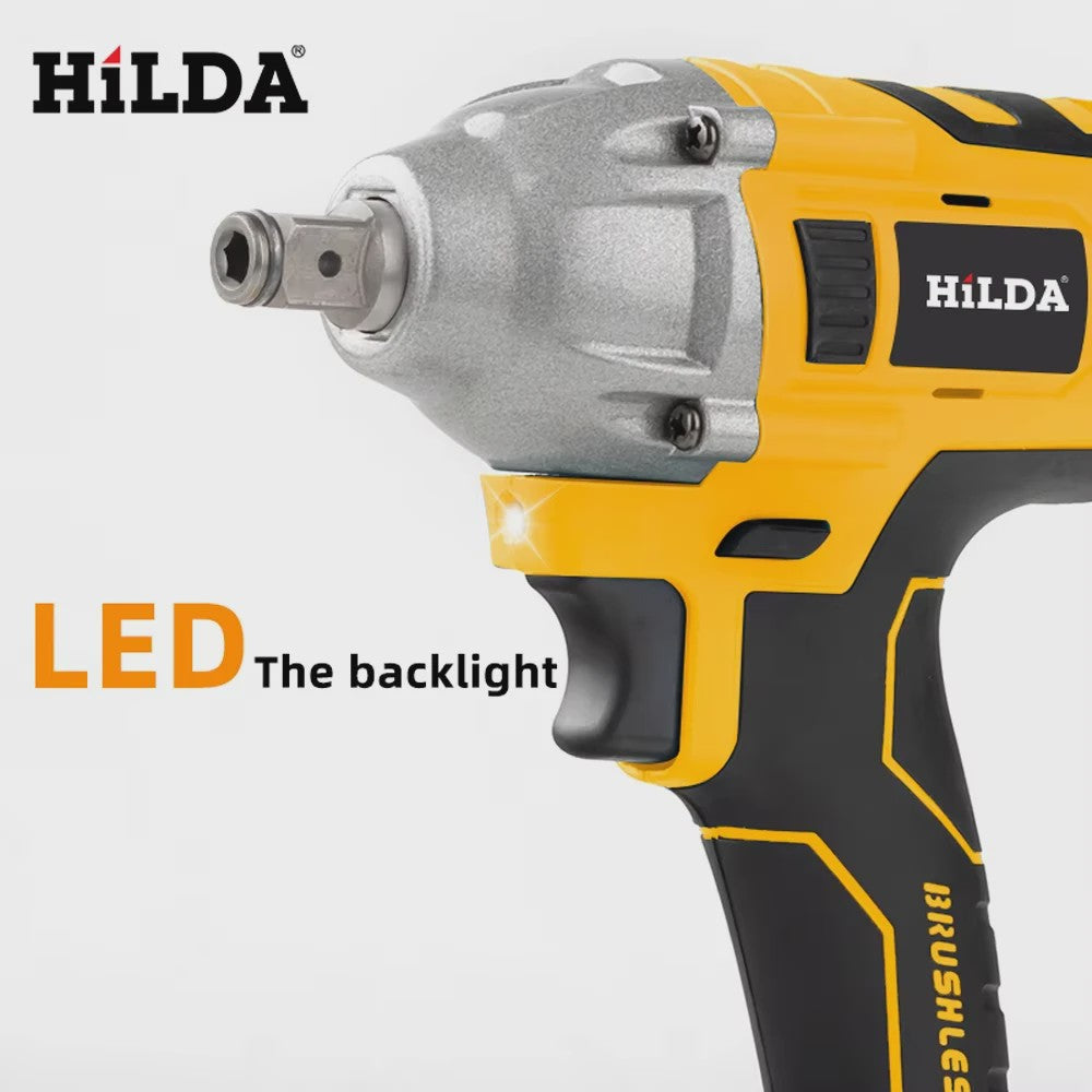 HILDA Accu Slagschroefmachine Brushless Krachtig 1/2" met Makita Batterij Compatibiliteit