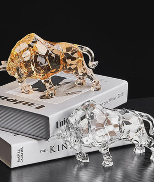 Kristallen Stier Beeldje - Luxe Acryl Ox Sculptuur voor Woonkamer & Kantoor Decoratie