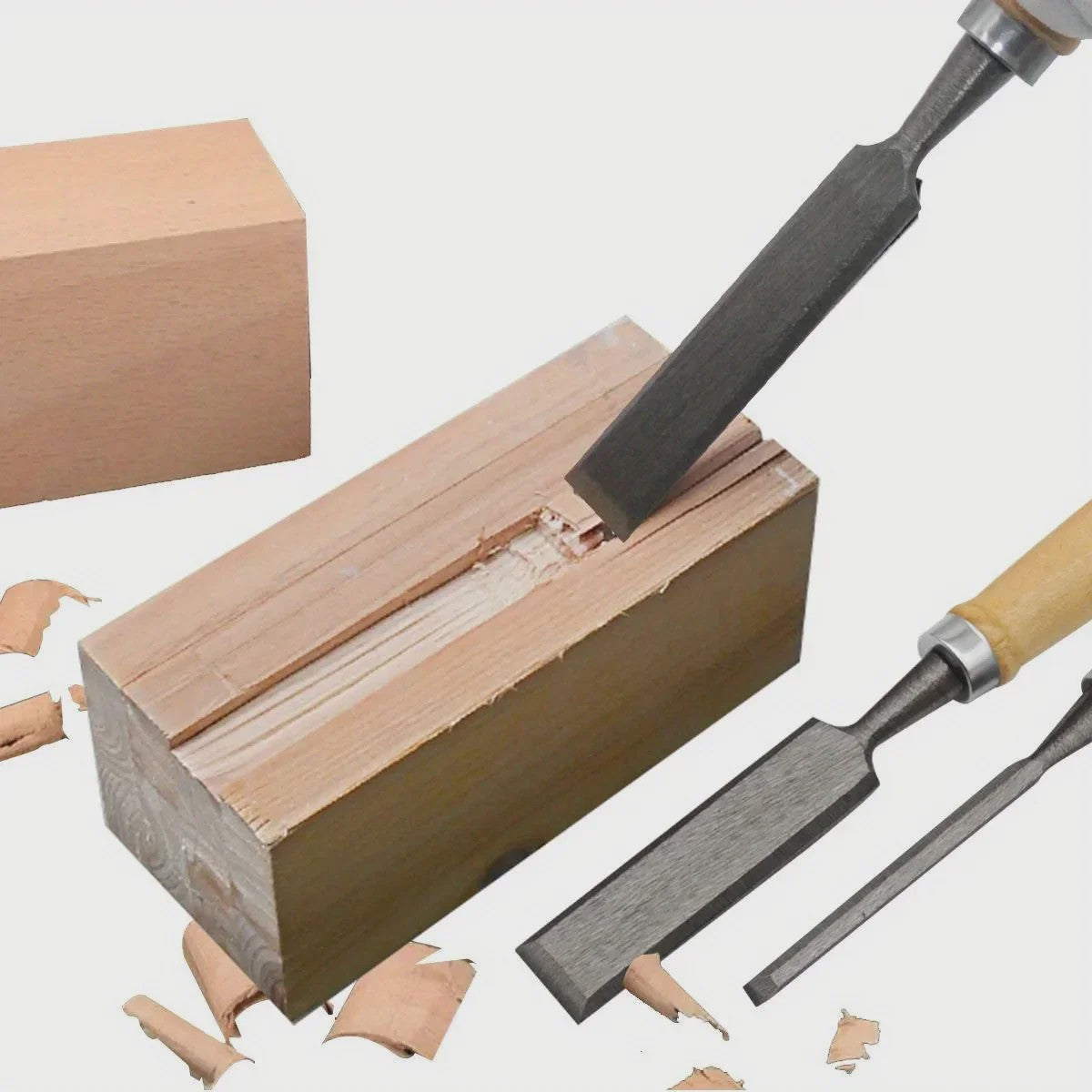 Set van 4 Beitelhoutbeitels met Beukenhouten Handvat - 8/12/16/20mm