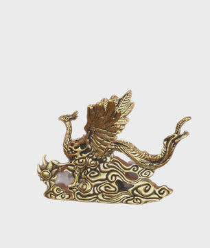 Gouden Feniks Beeldje - Decoratie voor Woonkamer, Bureau & Huis