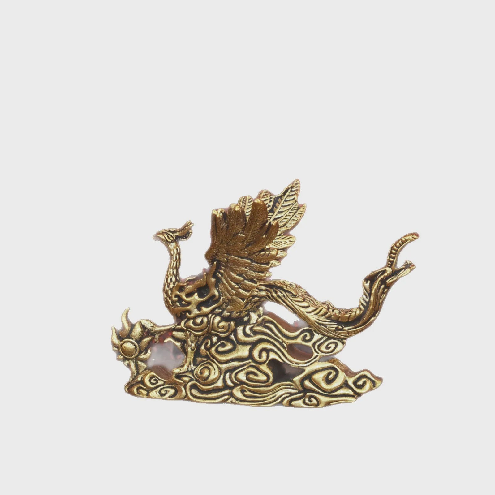 Gouden Feniks Beeldje - Decoratie voor Woonkamer, Bureau & Huis