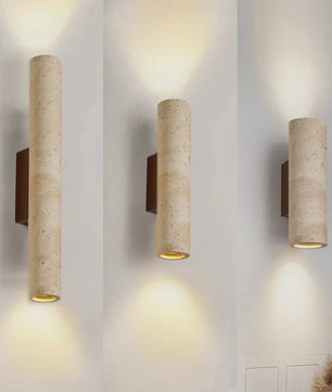 Travertin Wandlamp Cilinder - Sfeervolle Up/Down Light voor Slaapkamer & Woonkamer
