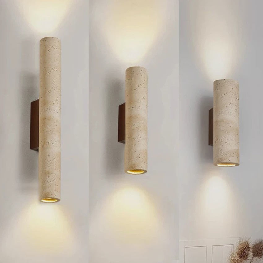 Travertin Wandlamp Cilinder - Sfeervolle Up/Down Light voor Slaapkamer & Woonkamer