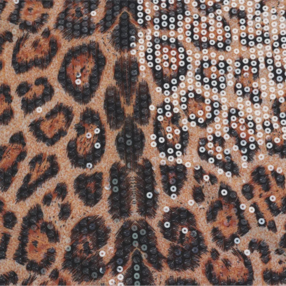 Luxe Leopard Print Jurk met Kant en Pailletten - Feestelijk & Sexy