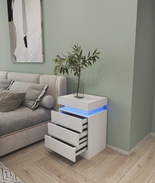 Nachtkastje met 3 Lades en LED Verlichting - Modern Design