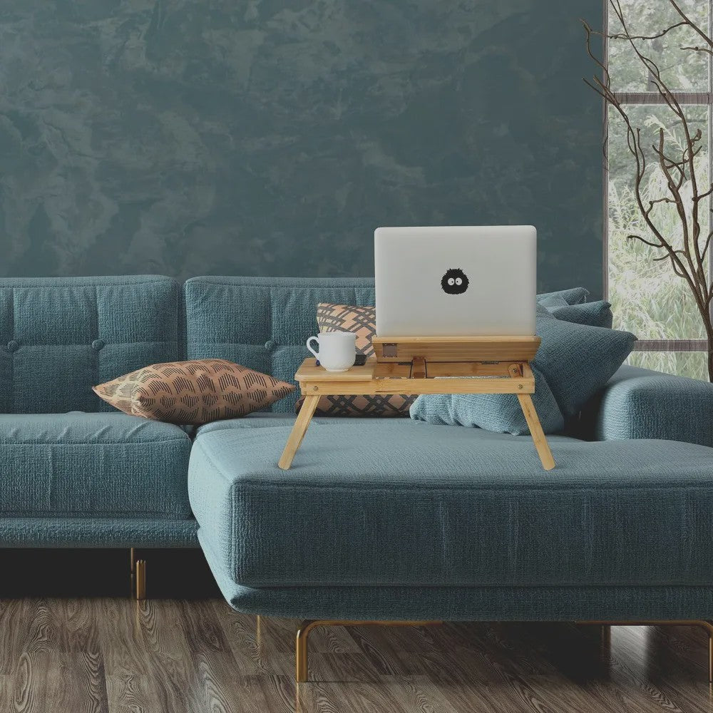 Houten Laptoptafel voor Bed & Bank - Opvouwbaar, Verstelbaar, met Lade
