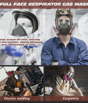 Professioneel Volledig Gezicht Gasmasker 6800 - Grote Maat, Herbruikbaar voor Verf, Chemie & Stof