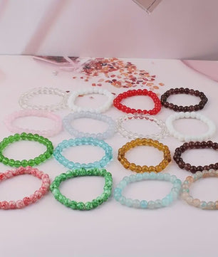 Set van 5, 6 of 10 Elastische Kristal Kralen Armbanden - Mix Kleuren